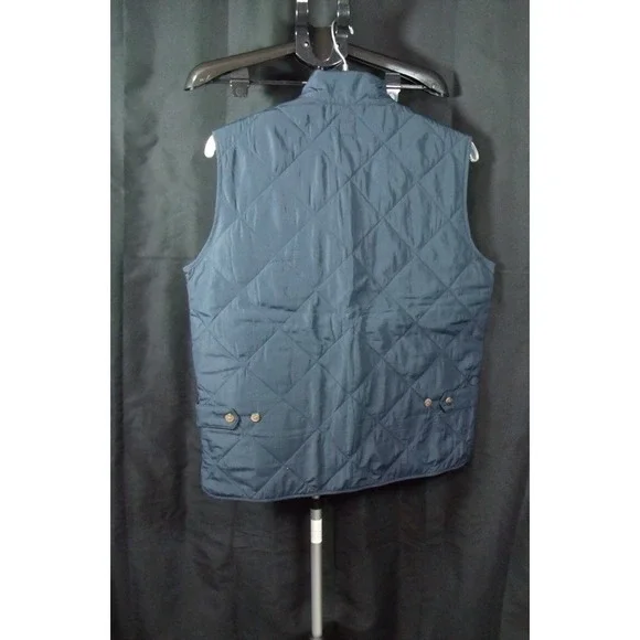 J Crew Vest Jacket Mens Medium Navy  Zip Quilted Outdoor Lined, Pockets - Picture 3 of 11